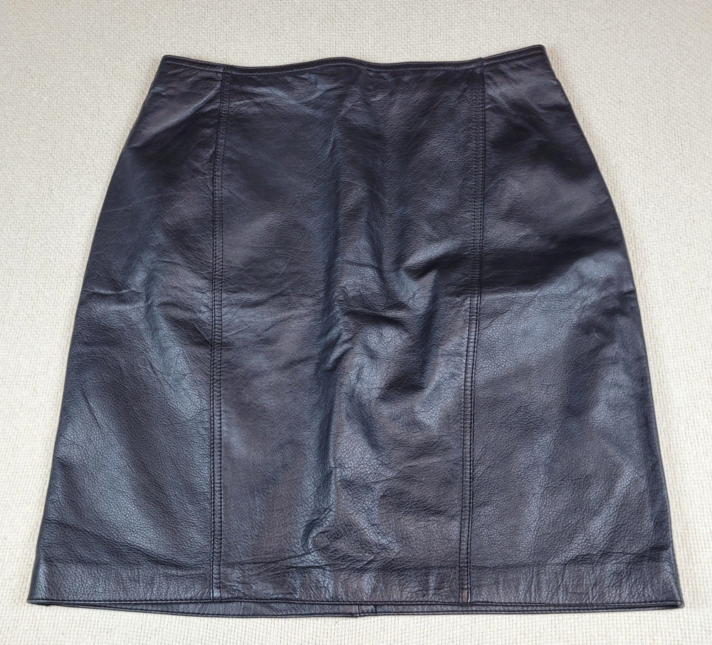 Brandon Thomas Skirt Womens 13/14 Black Leather Lined Knee Length Classic Career